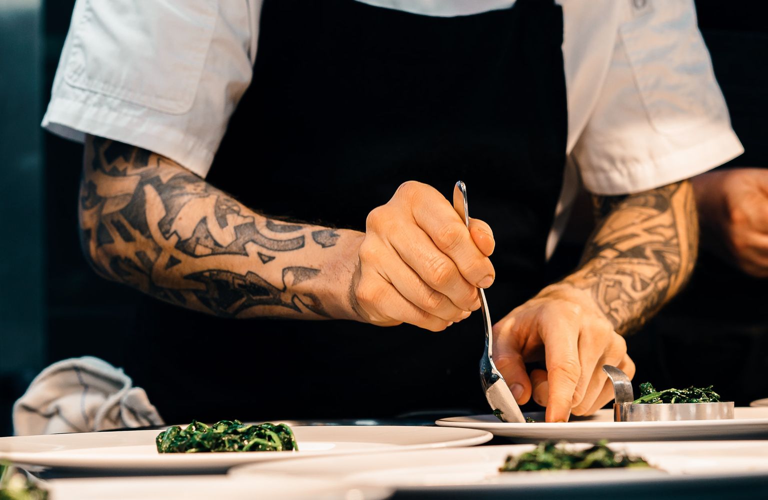 Chef working in an independent restaurant kitchen